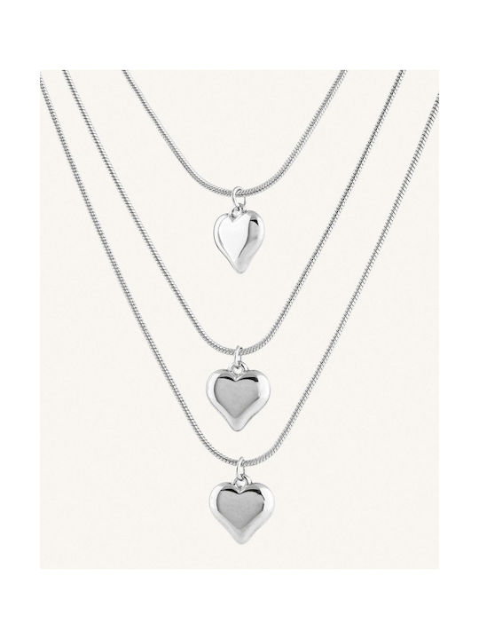 StanStefan Necklace Triple with design Heart from Steel