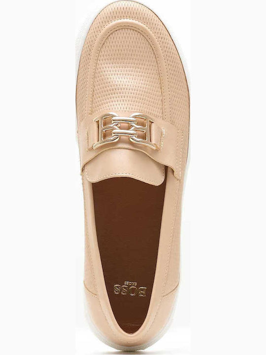 Γυναικεία Μοκασίνια Zwch256 Μπεζ Δέρμα Boss Shoes