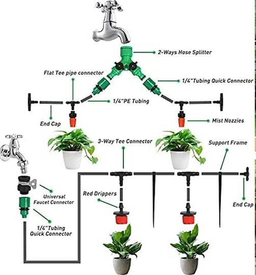 Automatic Drip Irrigation for 50 Pots 158 Pieces
