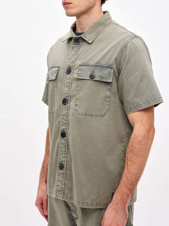 Μακρυμάνικo Overshirt σε Κανονική Γραμμή Πράσινο