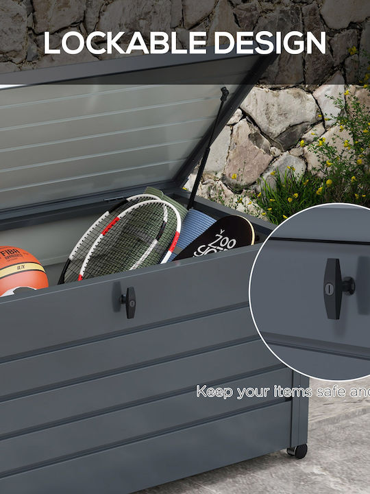 Outsunny 311l Outdoor trunk with lock and 2 handles, made of galvanized steel, 120x62x66 Cm, dark grey