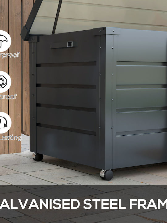 Outsunny 311l Outdoor trunk with lock and 2 handles, made of galvanized steel, 120x62x66 Cm, dark grey