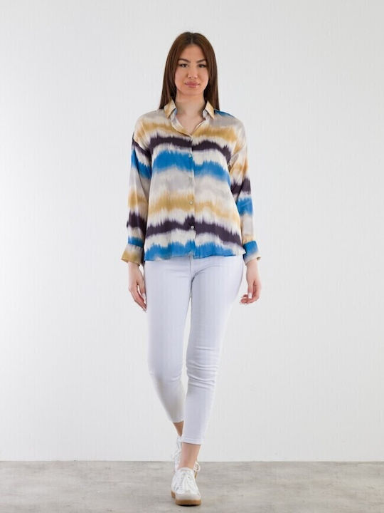 Damen Shirt mit Druck - Blau 15237