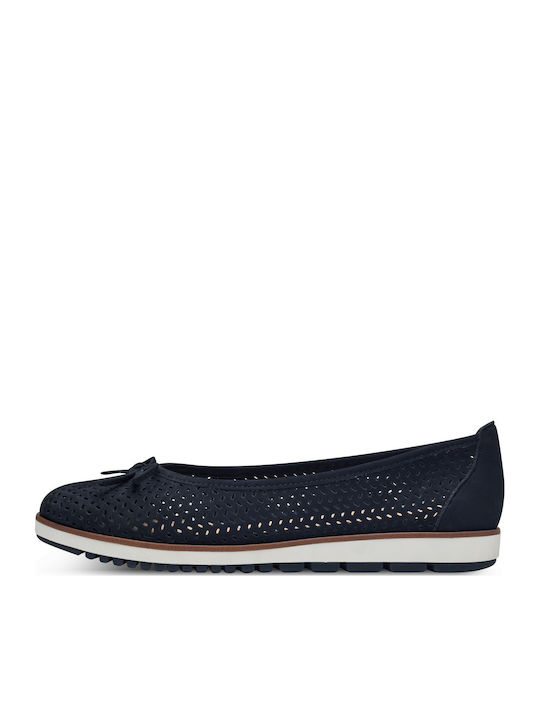 Tamaris 1-22121-42 805 Navy Δερμα Μπαλαρινες Γυναικειες