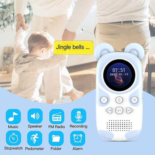 Ruizu - MP3 Player for Kids with Bluetooth 5.0 | 16GB Memory, with Earphones & Speaker | Supports FM Radio | Alarm Clock, Recording Function, Stopwatch