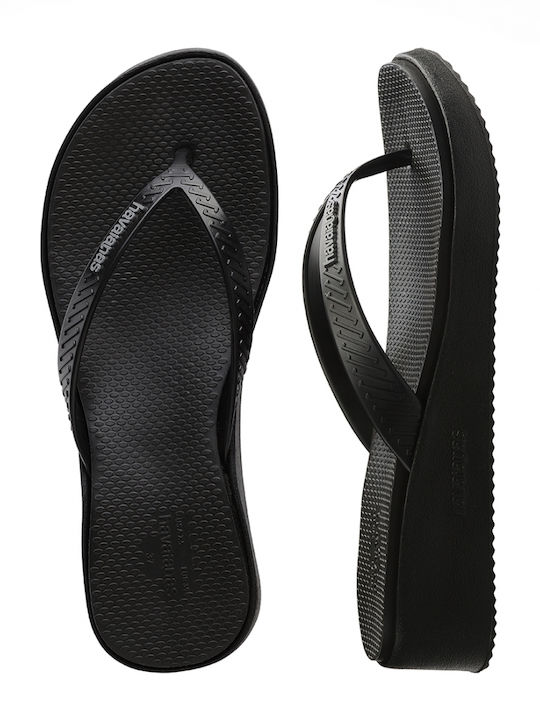 Crocus Frauen Flip Flops mit Plattform in Schwarz Farbe