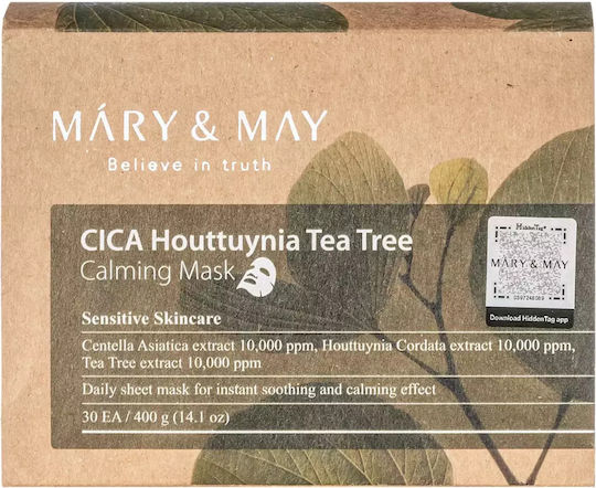 Mary & May Cica Houttuynia Tea Tree Calming Mask - Πακέτο Με 30 Τεμάχια Μάσκες Προσώπου