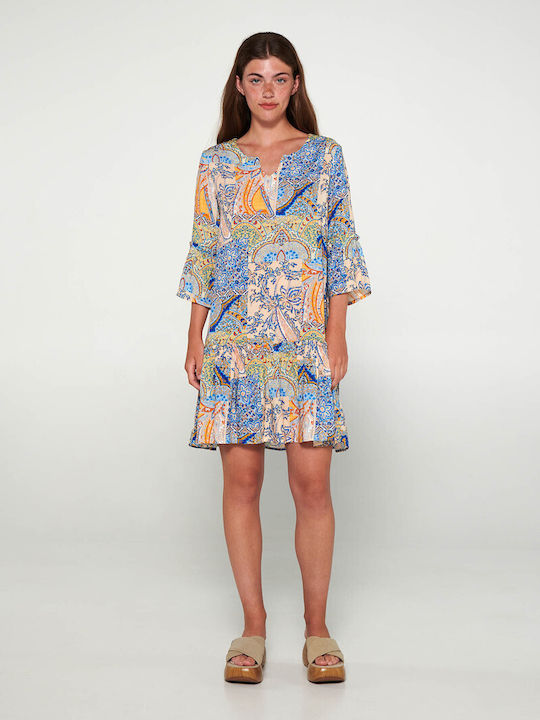 Vamp Damen Mini Kaftan Strand Blue Lapis