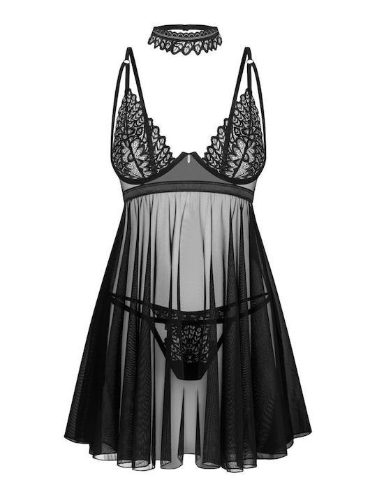 Obsessive Καλοκαιρινό Babydoll Μαύρο String