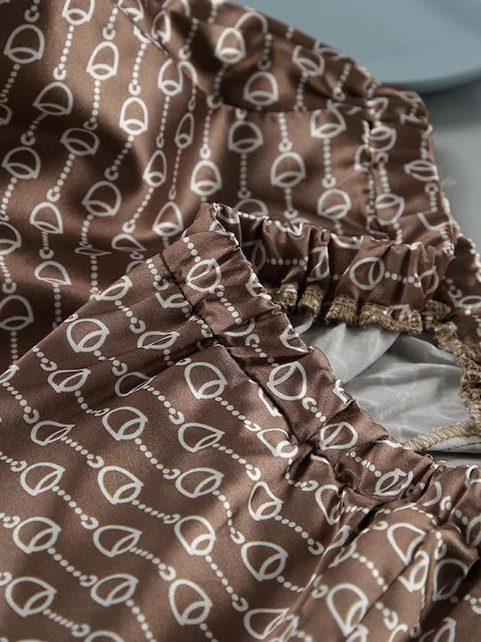 Vera Pajama Set with Airy Kimono with Belt and Pants with Chain Design
