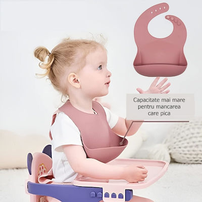 Feeding Set from Silicone Pink 3pcs