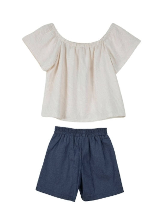 Babylon Kids Set with Shorts Summer 2pcs Beige Blue