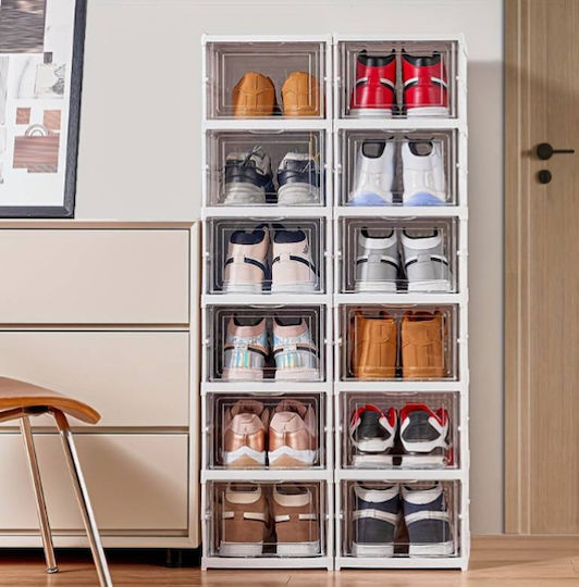 Folding Storage Case for Shoes in White Color 34.5x25.5x105cm 1pcs