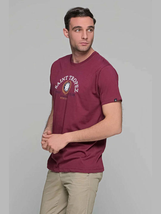 Everbest T-shirt Bărbătesc cu Mânecă Scurtă BORDO