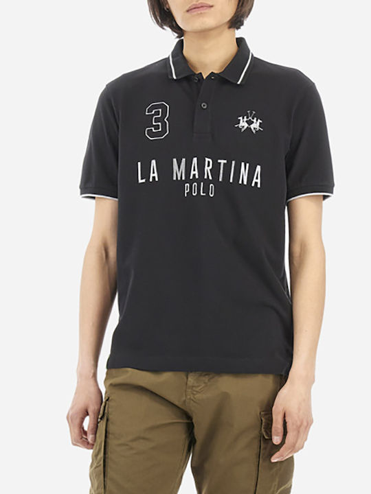 La Martina Men's Short Sleeve Blouse Polo Black