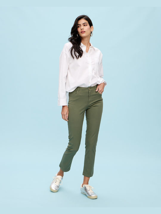 Passager Women's High-waisted Cotton Trousers khaki