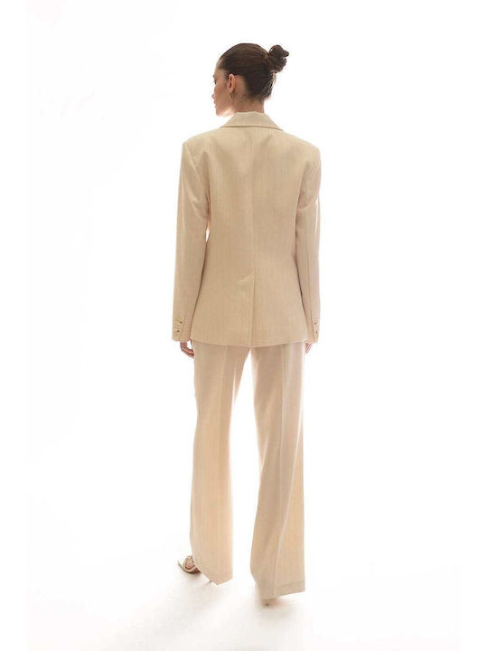 Twenty 29 Femei Talie înaltă Tesatura Pantaloni Beige/gold