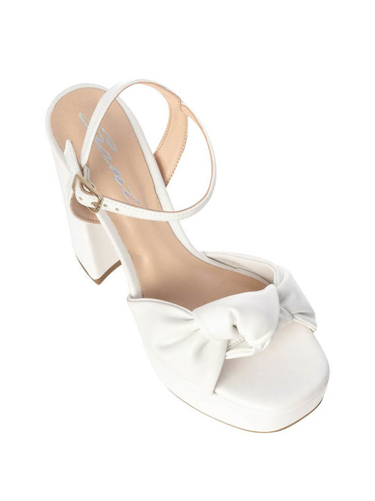 Sante Platform Women's Sandals White with High Heel