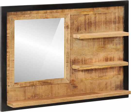vidaXL 358578 Καθρέπτης από Μασίφ Ξύλο με Ράφι 80x55cm Καφέ vidaXL 358578 Καθρέπτης από Μασίφ Ξύλο με Ράφι 80x55cm Καφέ