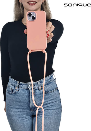 Sonique Back Cover Σιλικόνης 0.5mm με Λουράκι Ροζ (Redmi 12 4G / Redmi 12 5G)
