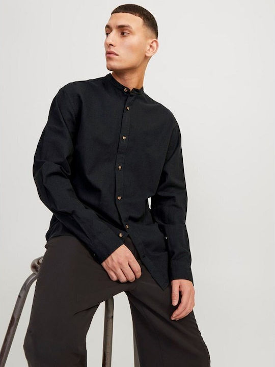 Long-sleeved Linen Shirt Black