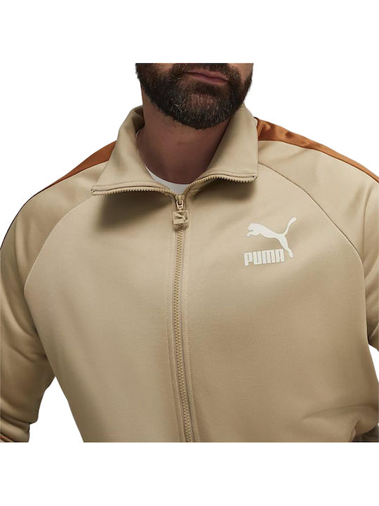 PUMA T7 Herren Fleecejacke Beige