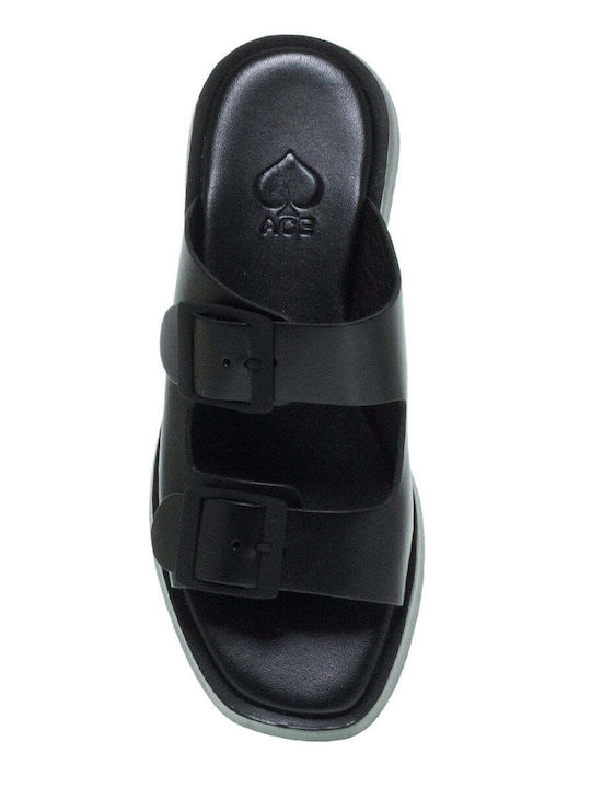 Ace Leather Women's Flat Sandals in Black Color