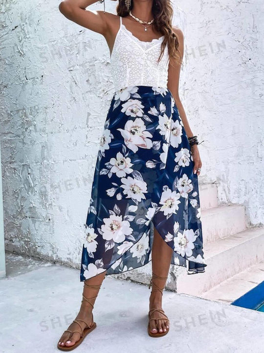 Damenkleider Mit Spitze Kleid Ganztägig Blau