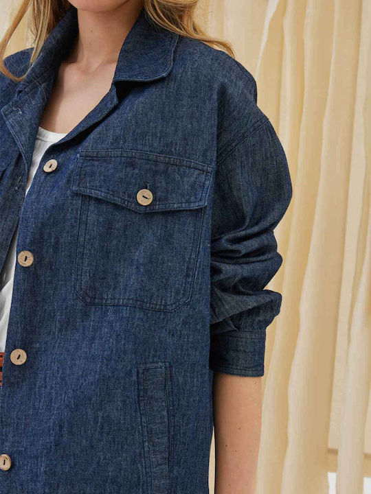 Women's Denim Long Sleeve Shirt Blue