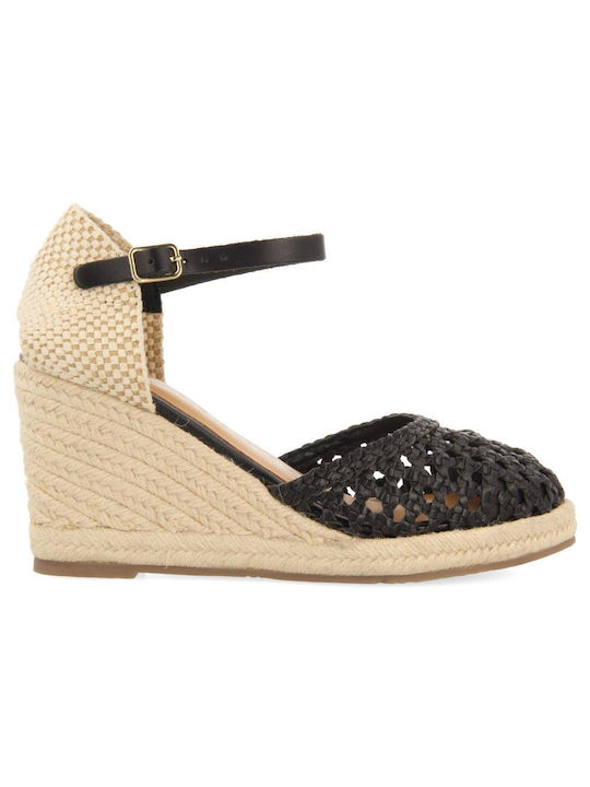 Gioseppo Women's Leather Platform Espadrilles Black