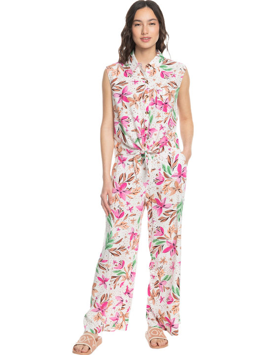 Tropical View Fără mâneci Femei Cămașă Alb