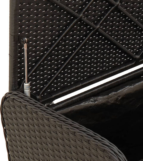 Garden Cube Stool Outdoor Rattan with Black Cushion 80x51x52cm