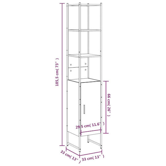 vidaXL Στήλη Μπάνιου Δαπέδου Μ33xΒ33xΥ185.5cm Μαύρη