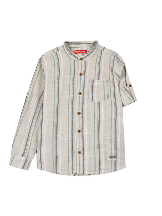 Energiers Kids Striped Linen Shirt Ecru