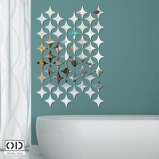 Selbstklebender Spiegel für Innendekoration und Design, 4 Ecken Sterne, Premium Acryl Pvc, Set 50 Stück, Original Deals