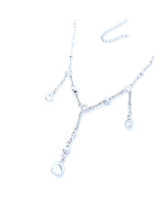 Silver 925 Silver Silver Plated Modern Necklace With White Zircon Stones