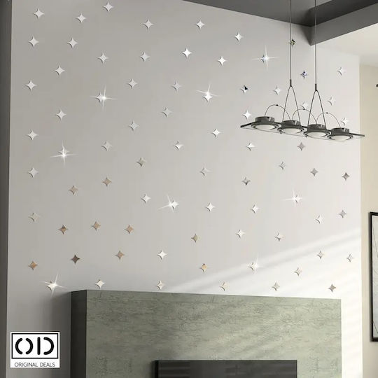 Selbstklebender Spiegel für Innendekoration und Design, 4 Ecken Sterne, Premium Acryl Pvc, Set 50 Stück, Original Deals