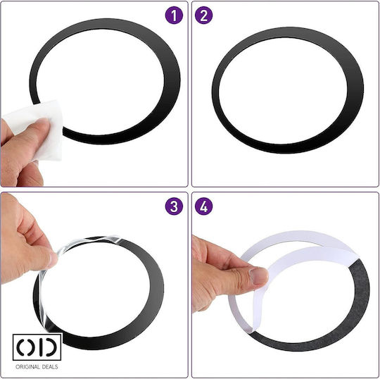 Oglindă autoadezivă pentru decorațiuni interioare și design, model de cercuri interioare, set de 24 de bucăți, negru și auriu, PVC acrilic premium, oferte originale