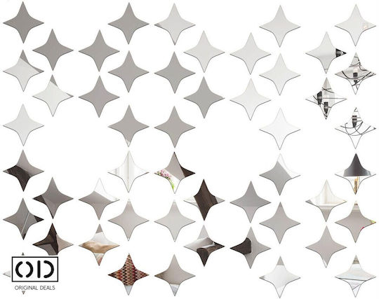 Selbstklebender Spiegel für Innendekoration und Design, 4 Ecken Sterne, Premium Acryl Pvc, Set 50 Stück, Original Deals
