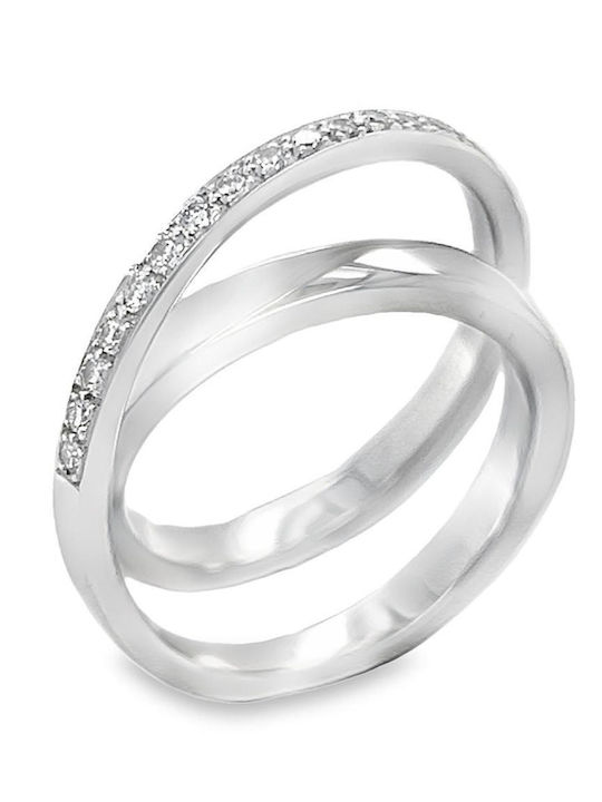 Xryseio Ring with Diamond made of White gold 18K