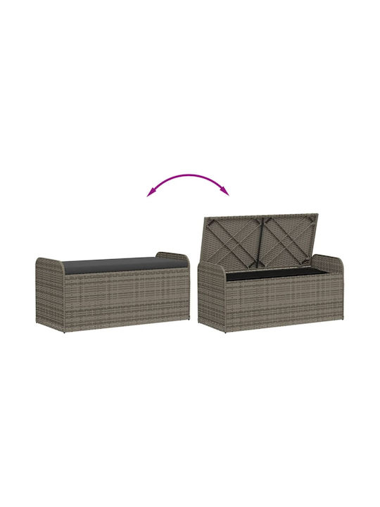 Bench Outdoor Rattan with Chest and Pillows 115x51x52cm