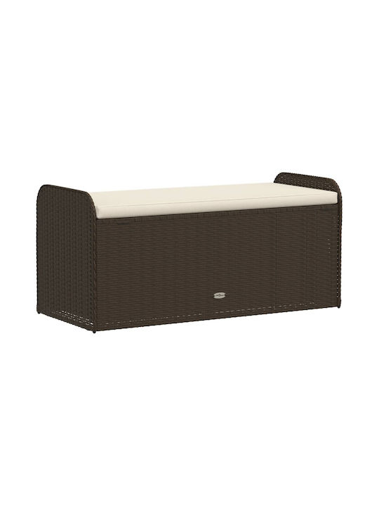 Bench Outdoor Rattan with Chest and Pillows 115x51x52cm