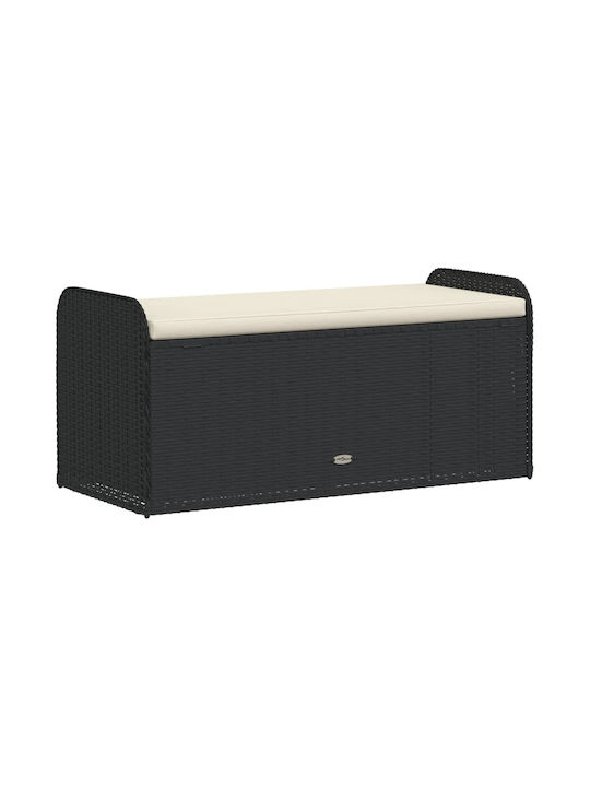 Bench Outdoor Rattan with Chest and Pillows 115x51x52cm