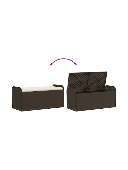 Bench Outdoor Rattan with Chest and Pillows 115x51x52cm