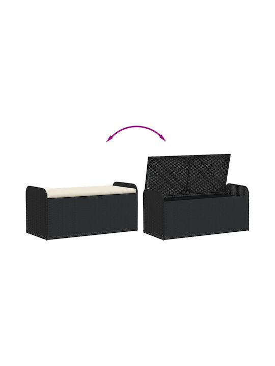 Bench Outdoor Rattan with Chest and Pillows 115x51x52cm