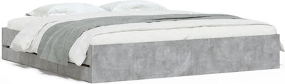 Bed Base Queen Size made of Wood Gray 160x200cm. with Storage Space