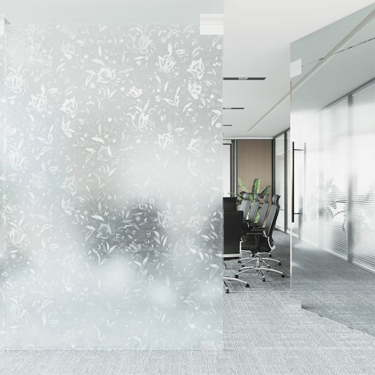 vidaXL Sticker Display Decorative Sandblasting 90cm x 5m Transparent Floral Design 155849 1pcs