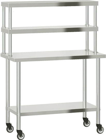 vidaXL Ανοξείδωτο Τραπέζι Μ110xΒ55xΥ150cm