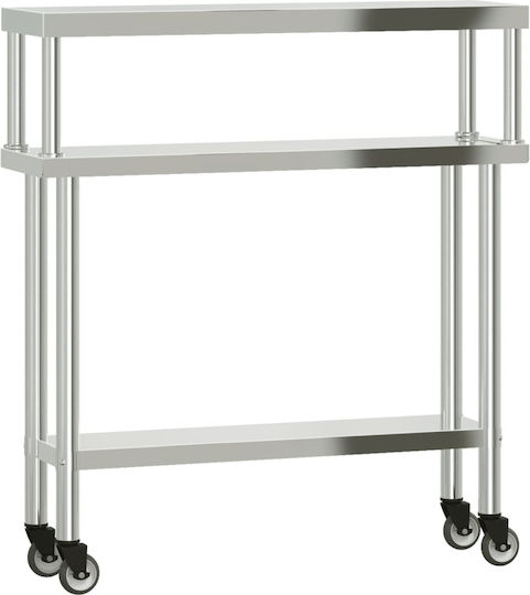 vidaXL Steel Workbench L110xD30xH120cm