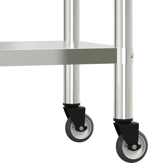 vidaXL Ανοξείδωτο Τραπέζι Μ110xΒ55xΥ150cm